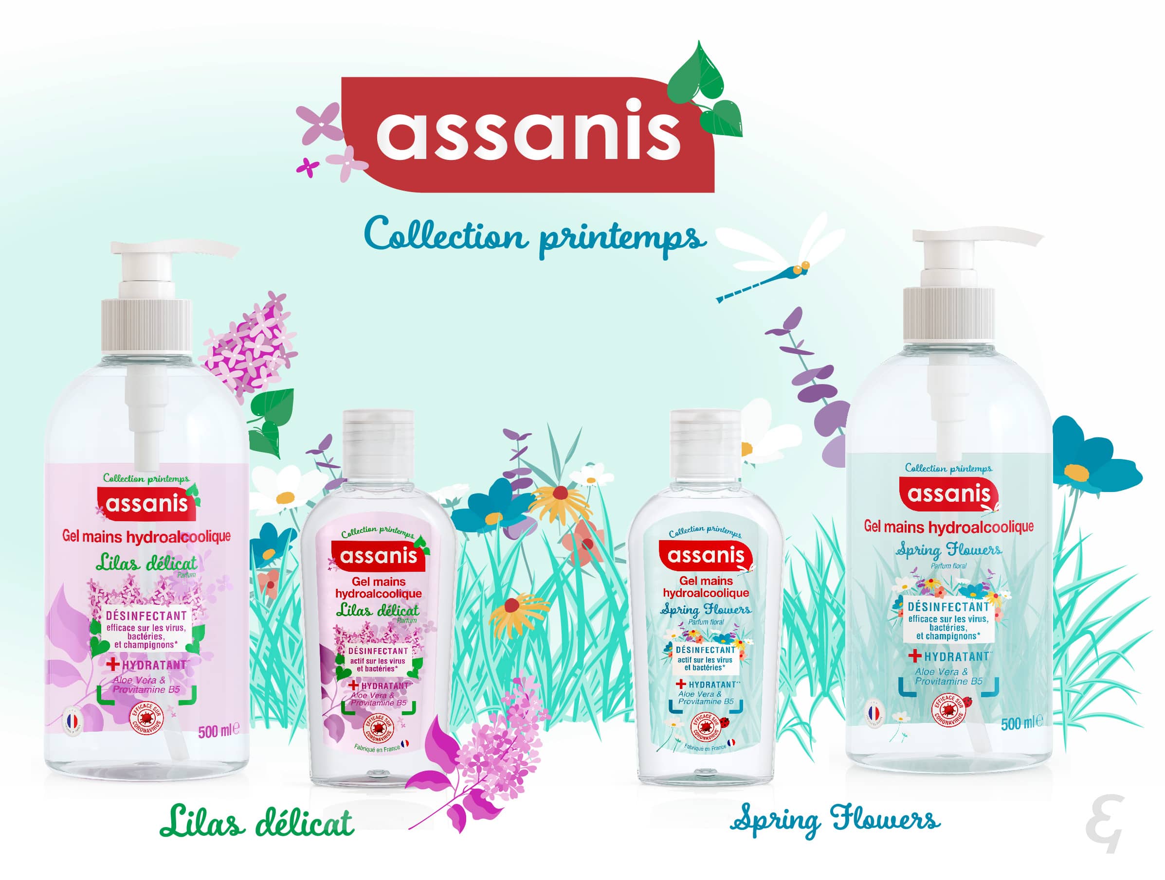 Assanis gel hydro Lila et spring flowers